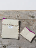 Handmade Cotton Kindle Cover & Matching Book-Shaped Coaster Set